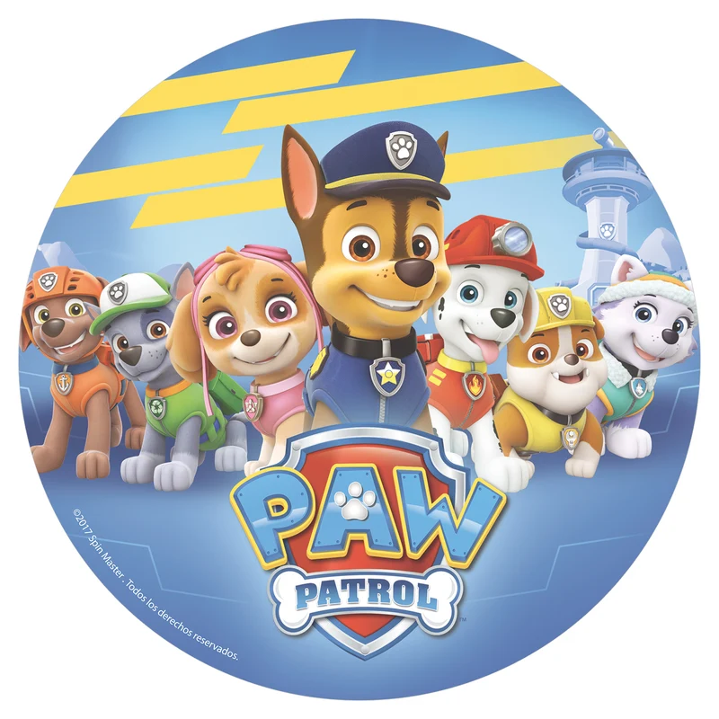 6 DISCOS OBLEA PARA TARTAS PATRULLA CANINA 20 CM