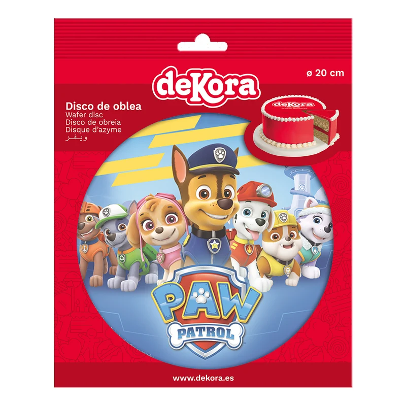 6 DISCOS OBLEA PARA TARTAS PATRULLA CANINA 20 CM