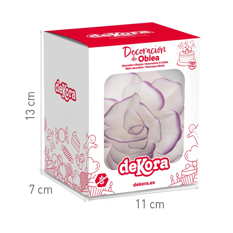 FLOR OBLEA GIGANTE BORDE MORADO 12,5CM