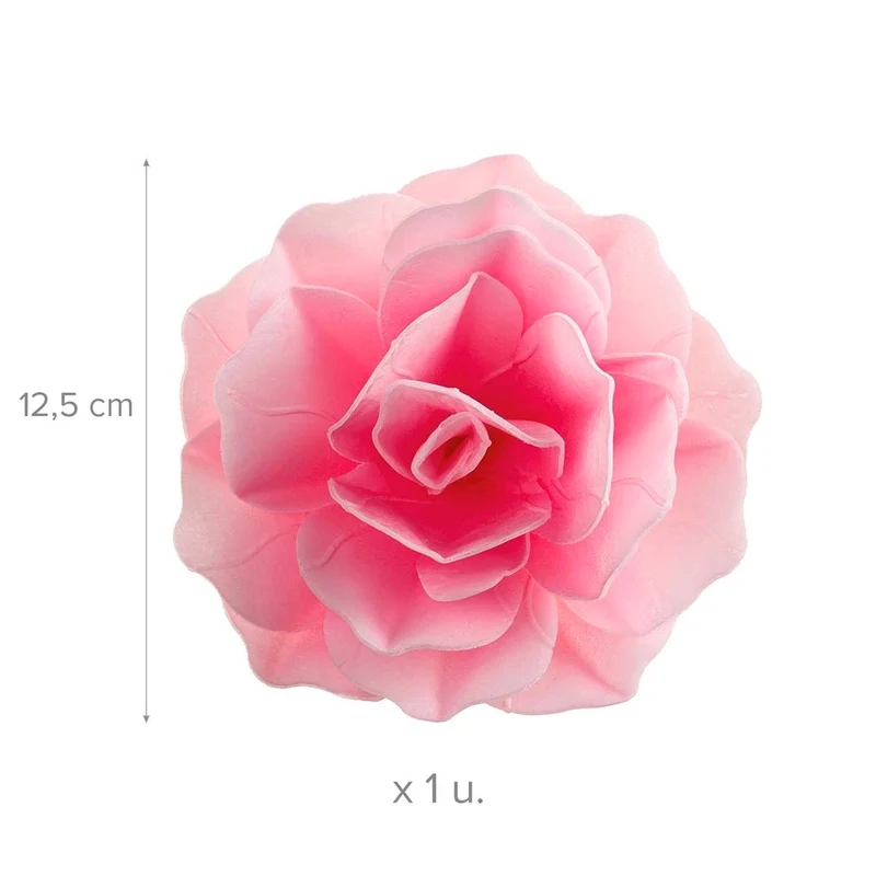 FLOR OBLEA GIGANTE COLOR ROSADO 12,5CM