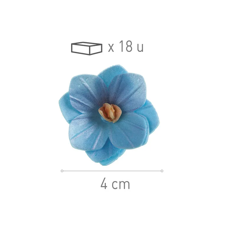FLORES DE OBLEA COLOR AZUL 4CM