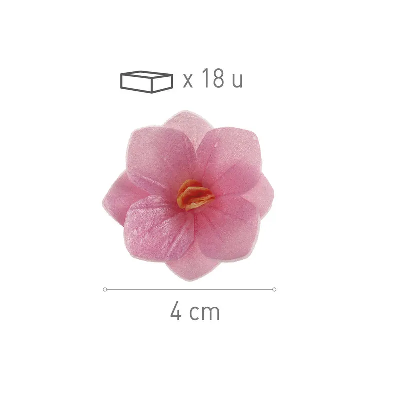 FLORES DE OBLEA COLOR ROSA 4CM