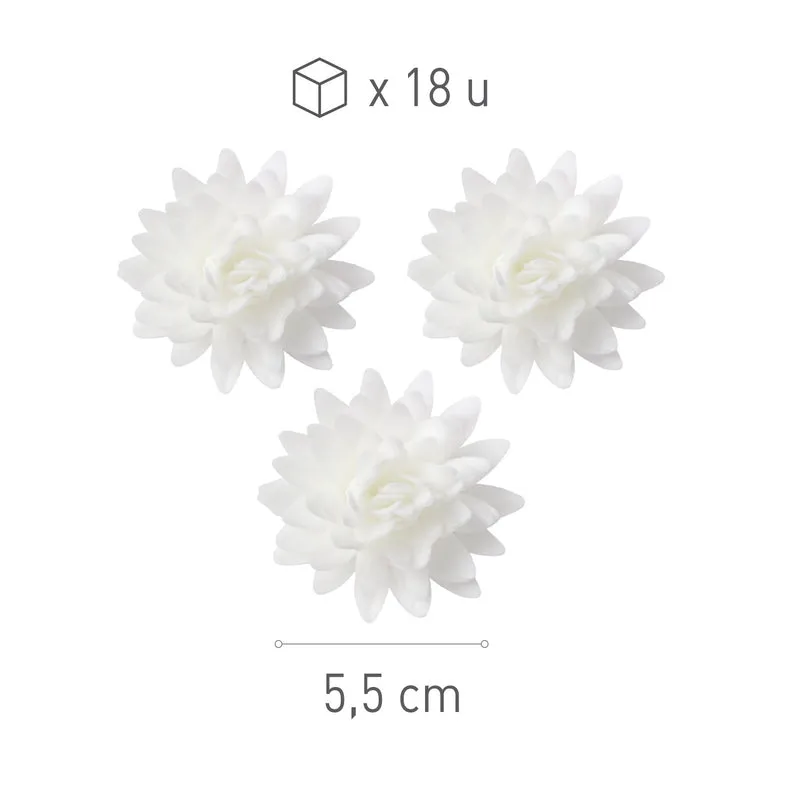 CAJA DE 18 FLORES DE OBLEA COLOR BLANCO Ø 5,5CM