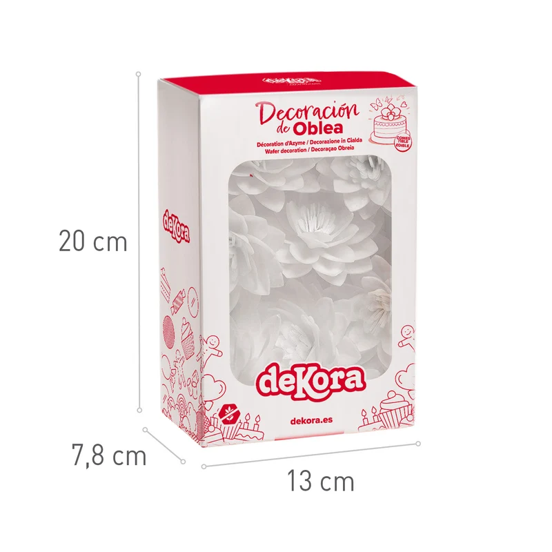 CAJA DE 18 FLORES DE OBLEA COLOR BLANCO Ø 5,5CM