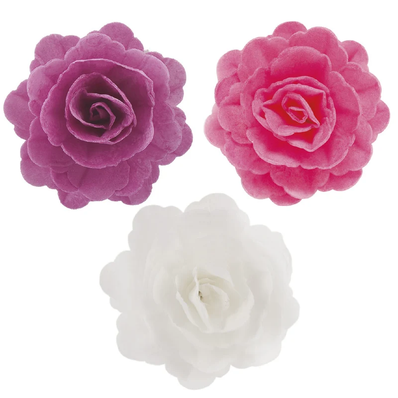 CAJA 15 ROSAS DE OBLEA COLORES SURTIDOS Ø 7CM