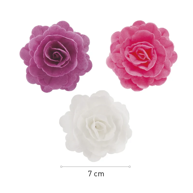 CAJA 15 ROSAS DE OBLEA COLORES SURTIDOS Ø 7CM