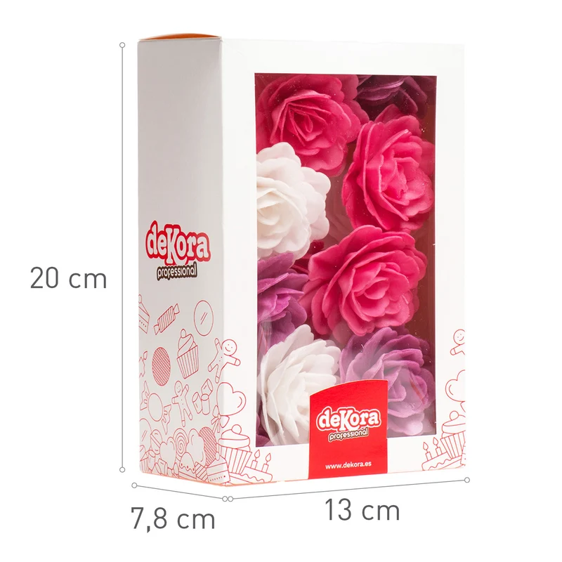 CAJA 15 ROSAS DE OBLEA COLORES SURTIDOS Ø 7CM