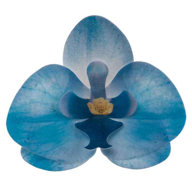 CAJA DE 10 ORQUÍDEAS DE OBLEA COLOR AZUL 8.5 -7.5CM