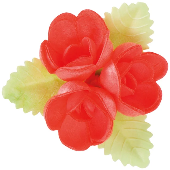 30 FLORES COLORES SURTIDOS CON HOJAS VERDES 6,5 x 6,5CM