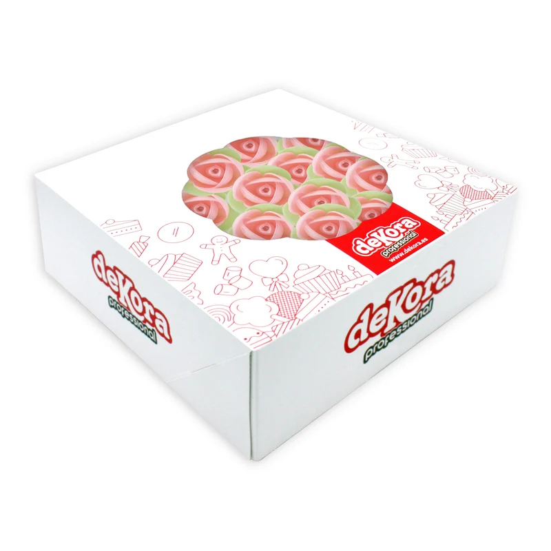 140 ROSAS OBLEA CON HOJA VERDE 3,5CM