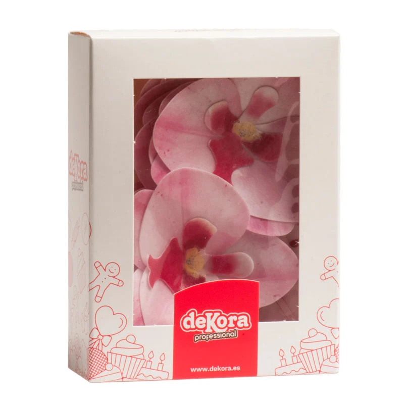 10 ORQUÍDEAS DE OBLEA ROSA 8,5 x 7,5 CM