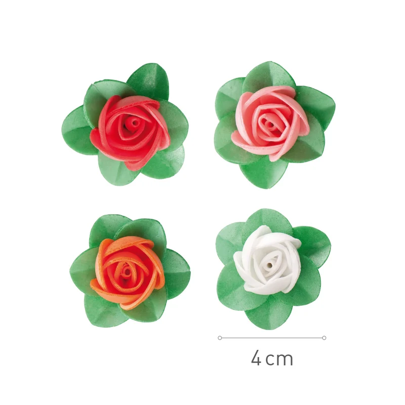 FLORES OBLEA CON HOJA 4CM COLORES