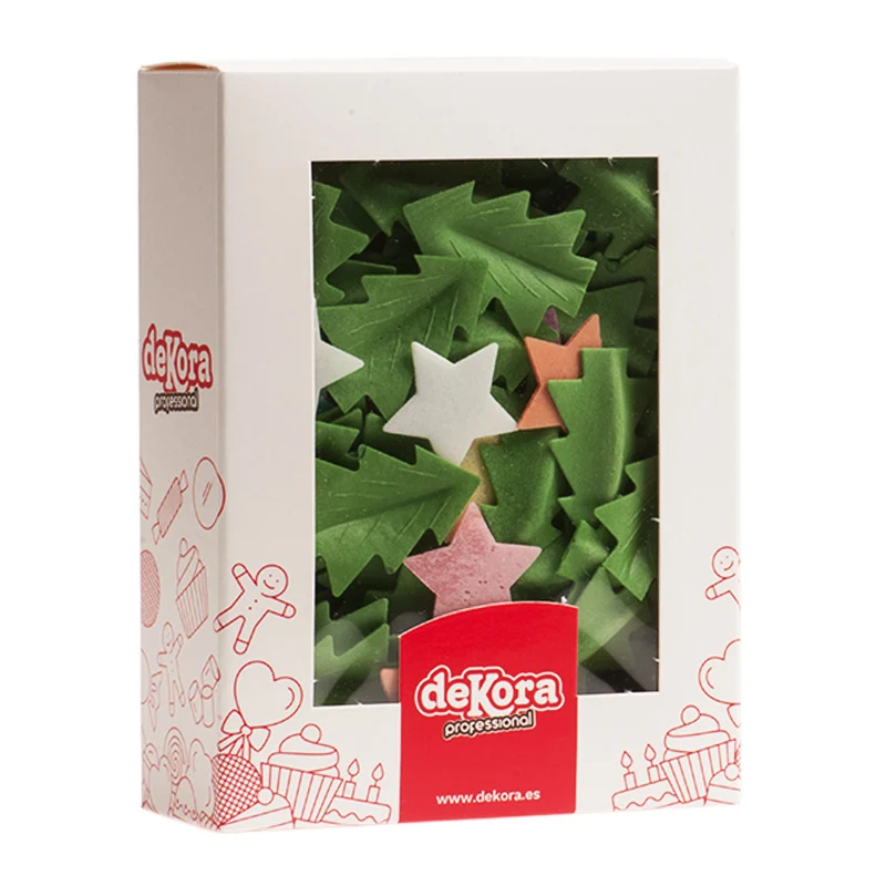 DECORACIÓN OBLEA ESTRELLAS Y ÁRBOLES NAVIDAD 3,5 CM