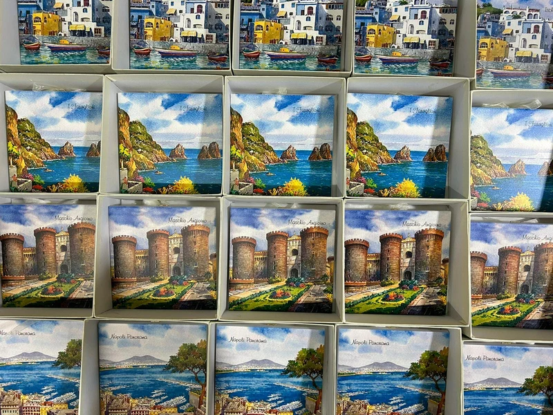 mattonella 15x15 con panorami di Napoli