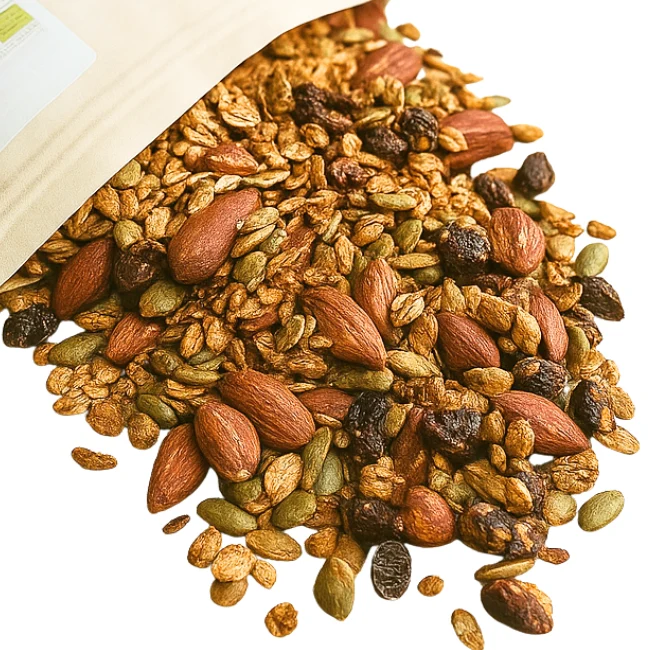 GRANOLA MANDORLA, SEMI E MIRTILLI BIO - Busta gr. 400- GAS