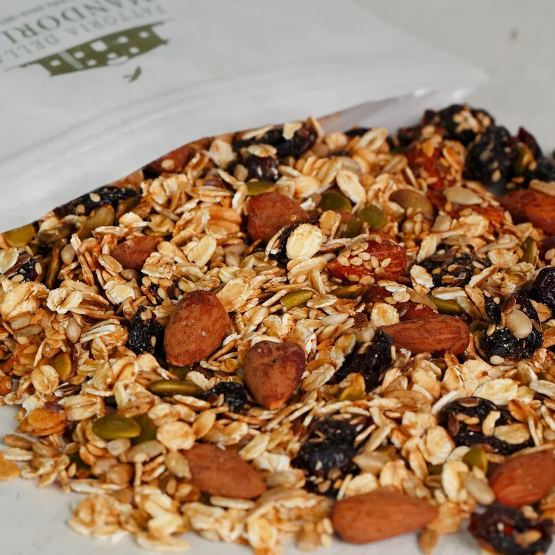 GRANOLA MANDORLA, SEMI E MIRTILLI BIO - Busta gr. 400