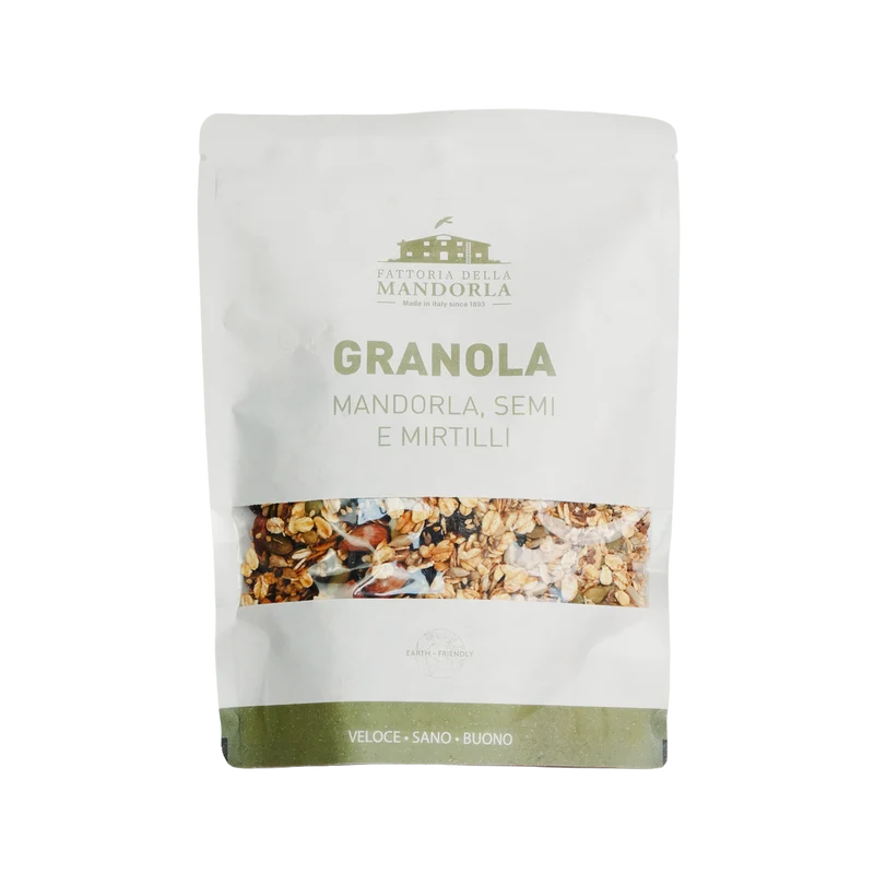 GRANOLA MANDORLA, SEMI E MIRTILLI BIO - Busta gr. 400