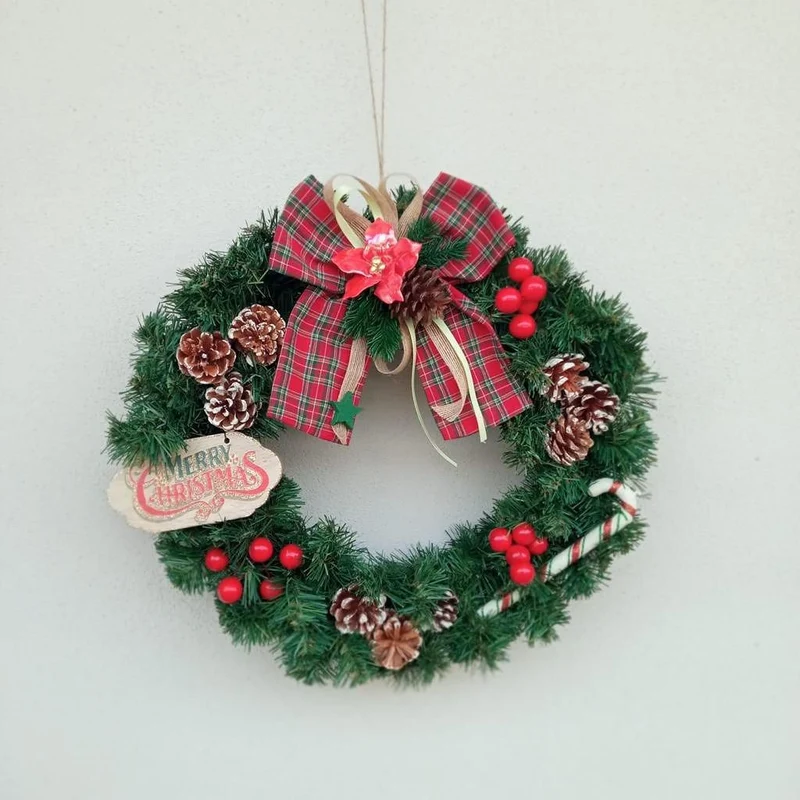 Fiocco 20cm scozzese con stella in ceramica rossa
