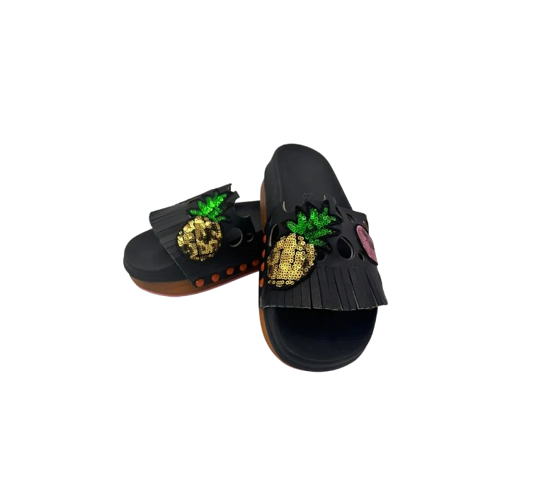 Duca D'Ascalona-Ciabatta modello Savannah Nero+Paillettes