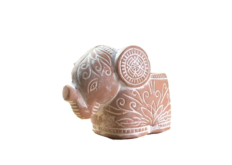PORTAPIANTINA MEDIO ELEFANTE IN TERRACOTTA | COD. 40001951