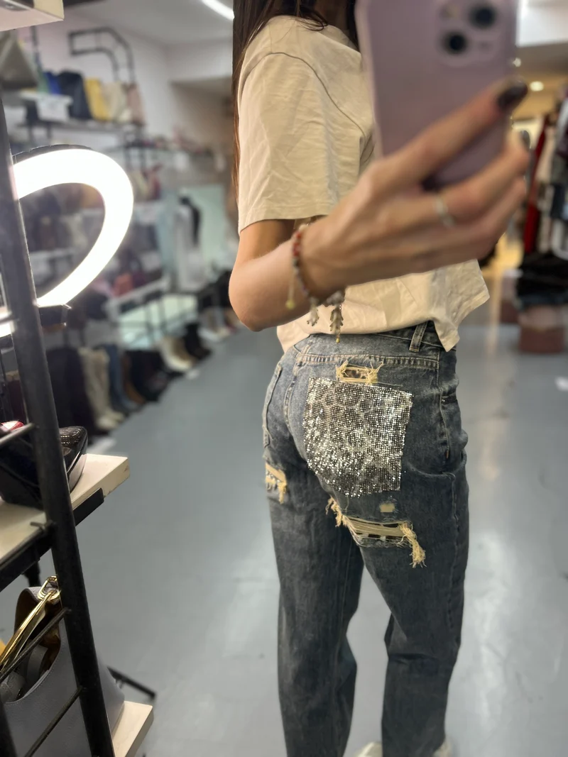 Jeans tasca Leopard