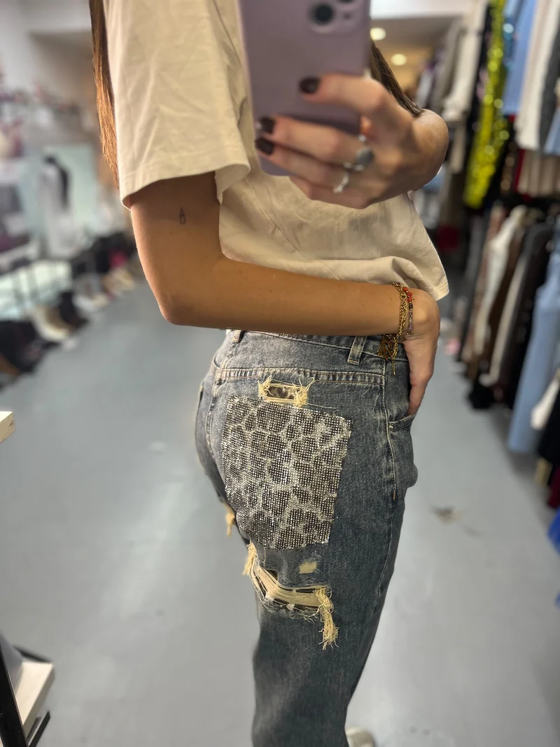 Jeans tasca Leopard