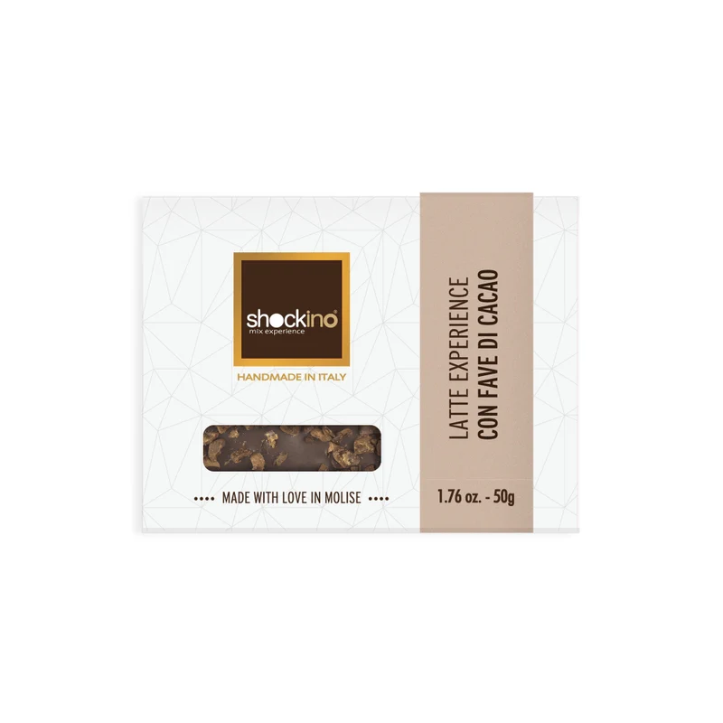 Milk chocolate bar and cocoa beans