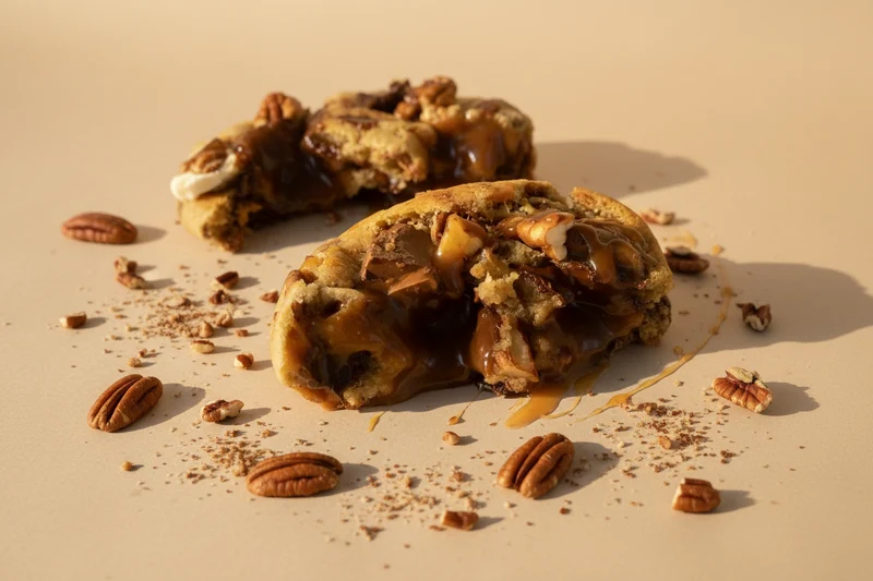 Chocolate pecan caramel cookie/ Biscuit au chocolat caramel pacanes