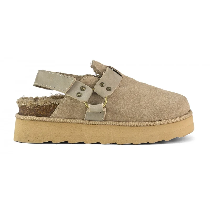 Platform Sabot Leather Straps Scamosciato - Colors Of California