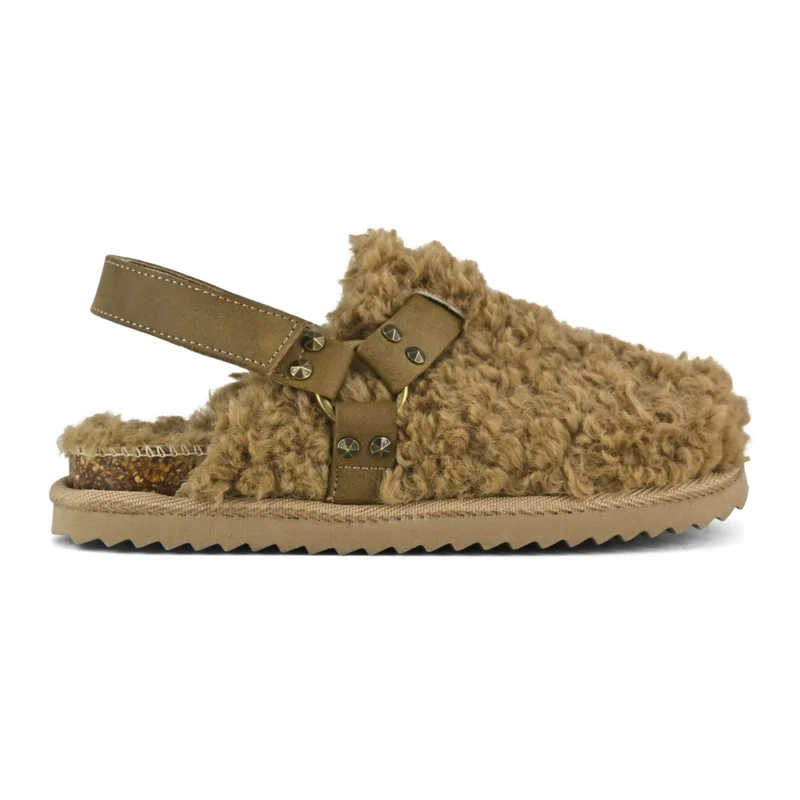 Platform Sabot Leather Straps Pelo Teddy - Colors Of California