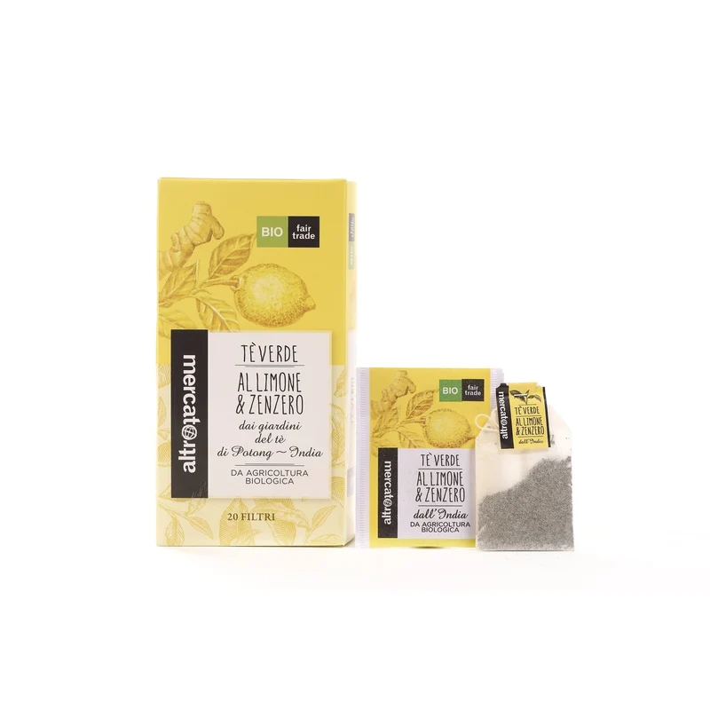 TÈ VERDE LIMONE E ZENZERO INDIA IN FILTRI - BIO | COD. 00001011 | 20 filtri - 40 g