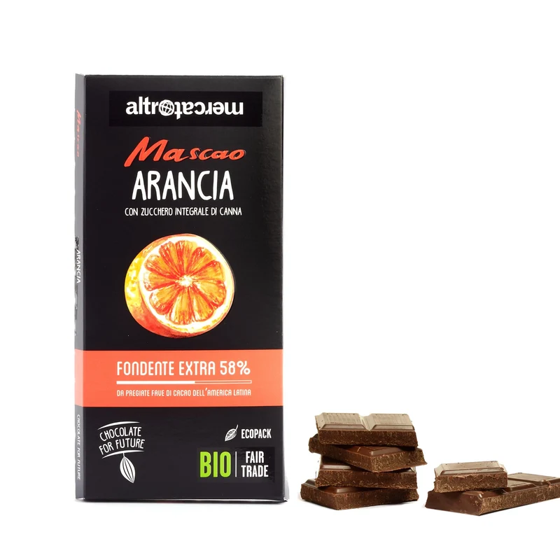 CIOCCOLATO MASCAO FONDENTE EXTRA CON ARANCIA - BIO | COD. 00000458 | 100 g