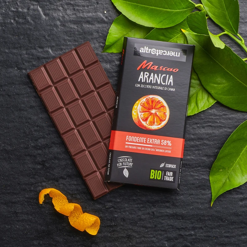 CIOCCOLATO MASCAO FONDENTE EXTRA CON ARANCIA - BIO | COD. 00000458 | 100 g