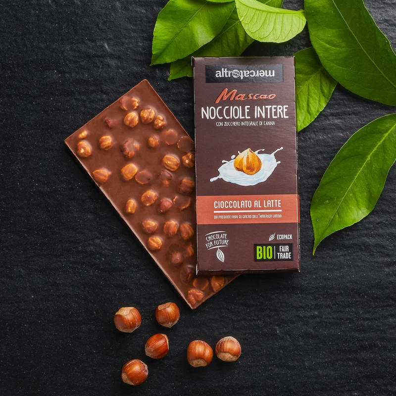 CIOCCOLATO MASCAO AL LATTE CON NOCCIOLE INTERE - BIO | COD. 00000453 | 100 g