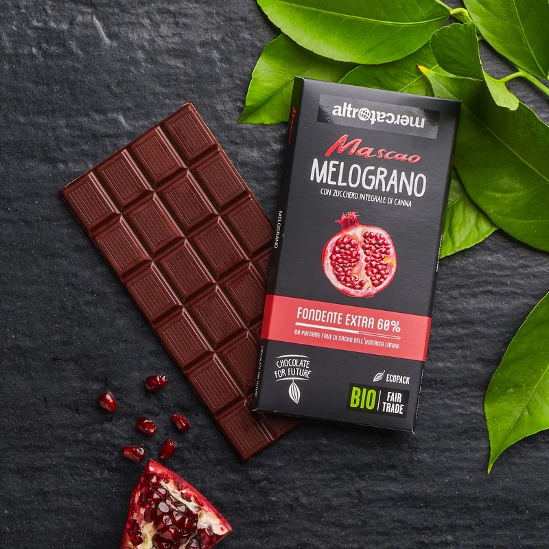 CIOCCOLATO MASCAO FONDENTE EXTRA AL MELOGRANO - BIO | COD. 00000880 | 80 g