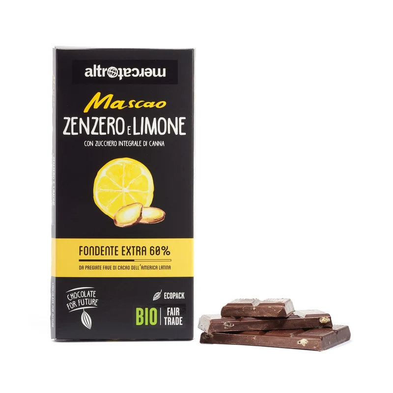 CIOCCOLATO MASCAO FONDENTE ALLO ZENZERO E LIMONE - BIO | COD. 00005407 | 80 g