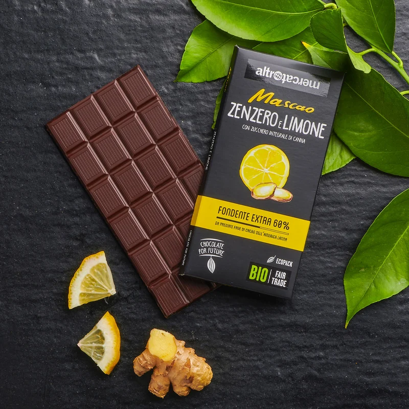 CIOCCOLATO MASCAO FONDENTE ALLO ZENZERO E LIMONE - BIO | COD. 00005407 | 80 g
