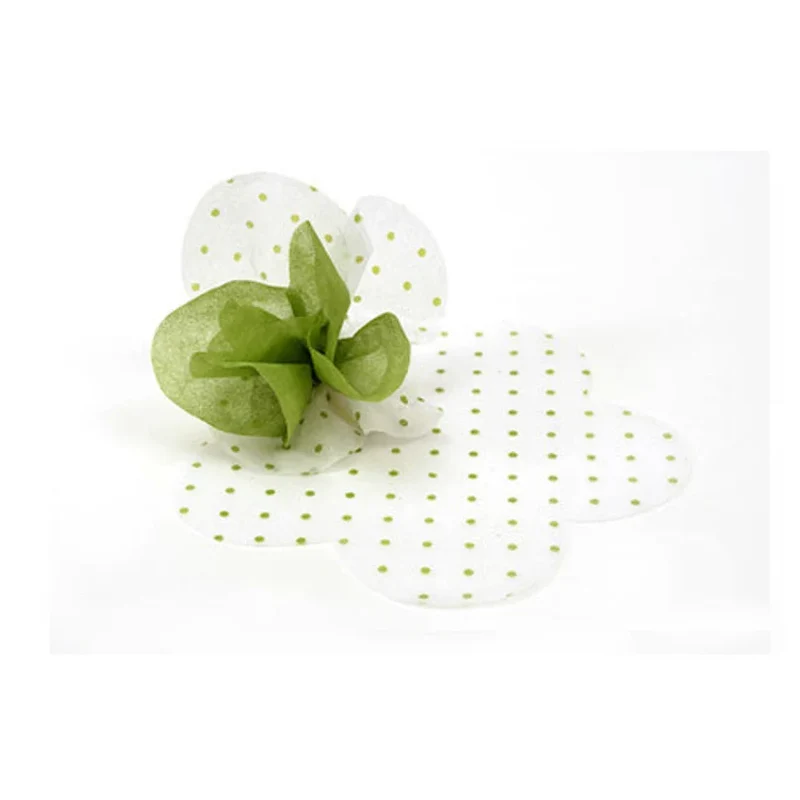 Silk Paper a Pois Verde Fustellata Fiore