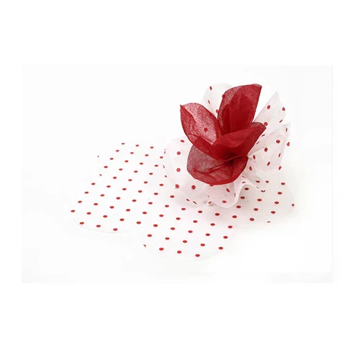 Silk Paper a Pois Rosso Fustellata Fiore