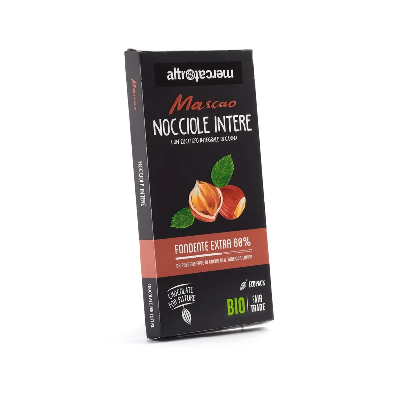 Cioccolato Mascao Fondente Extra con Nocciole Intere – Bio
