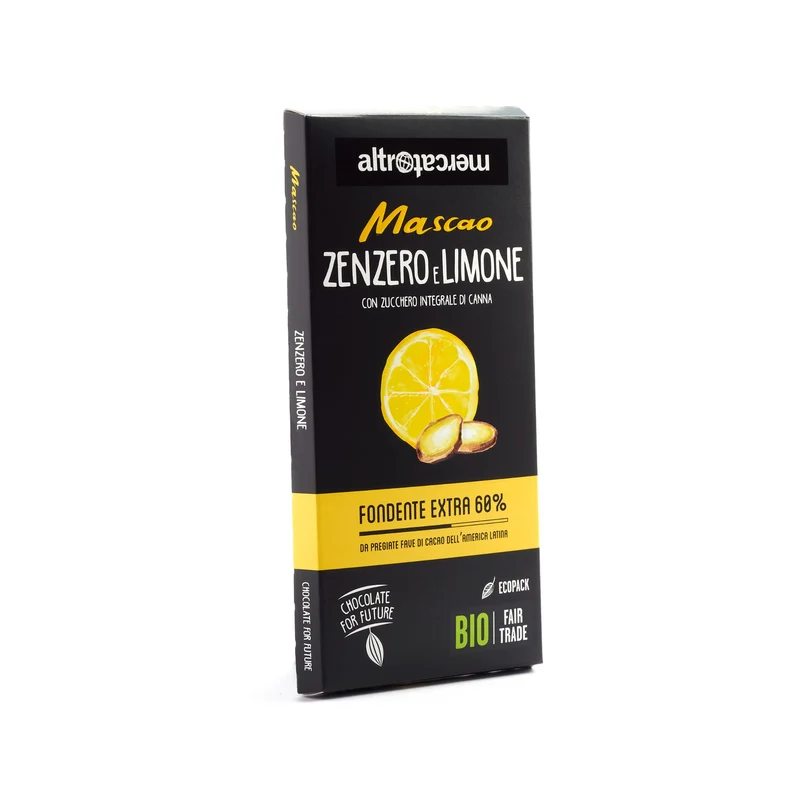 Cioccolato Mascao Fondente Extra Zenzero e Limone – Bio