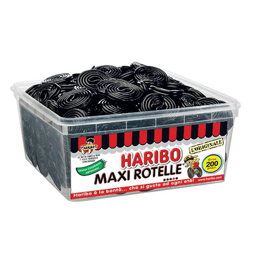 Maxi Licorice Wheels in Tub - PCS. 200 Haribo