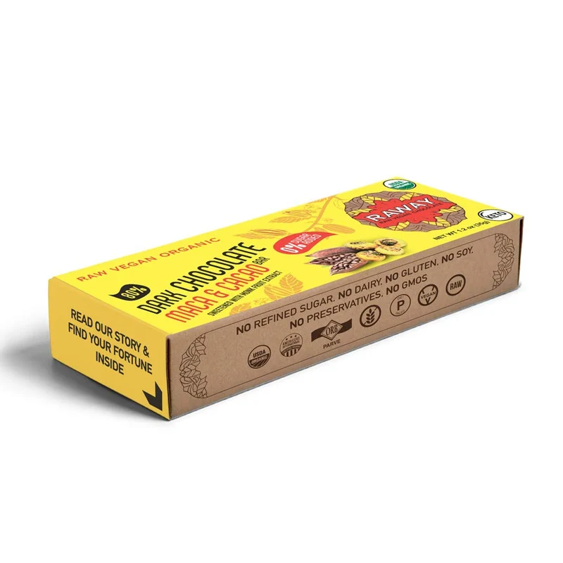 Raway Vegan Dark Chocolate Keto 80 Dark Chocolate Maca Cacao Bar